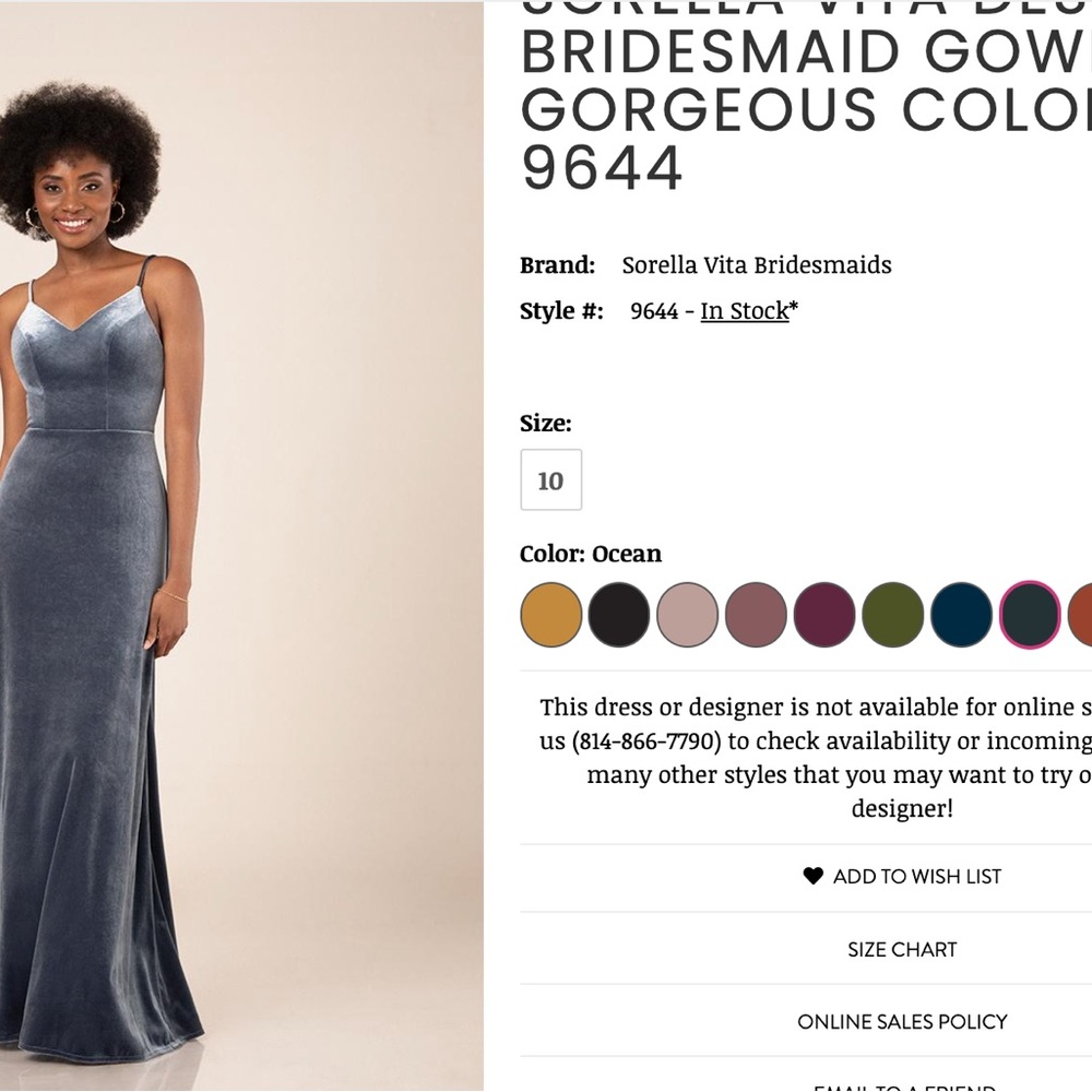 Sorella Vita Bridesmaid Dress Style 9644 Color: Ocean